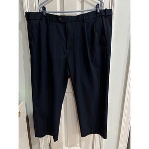 Croft & Barrow Mens 46x30 Navy Blue Pleated Dress Pants Easy Care Classic Fit